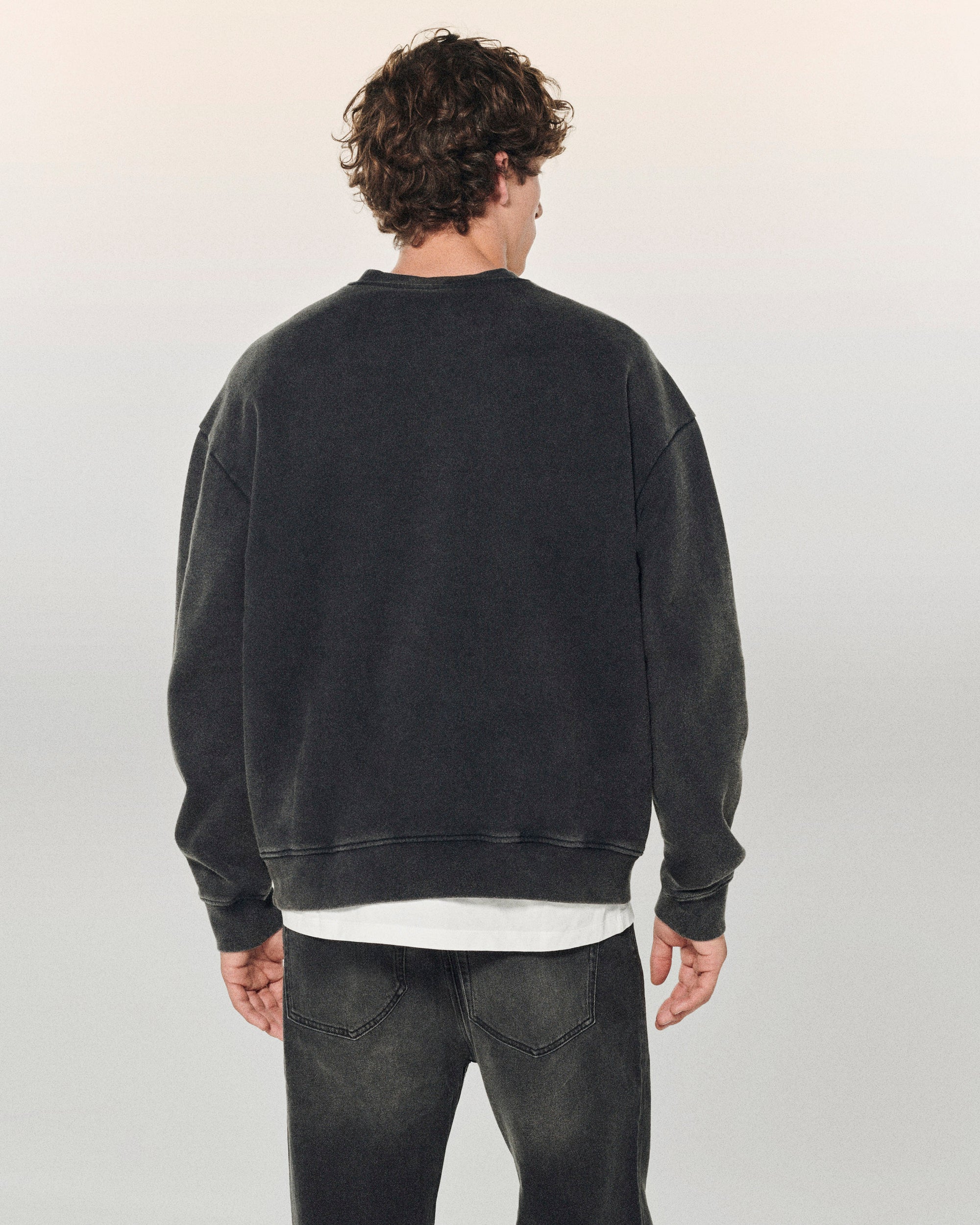 WASHED BLACK / NEW / QTY : 5 / Sweatshirt Col Rond - Washed Black