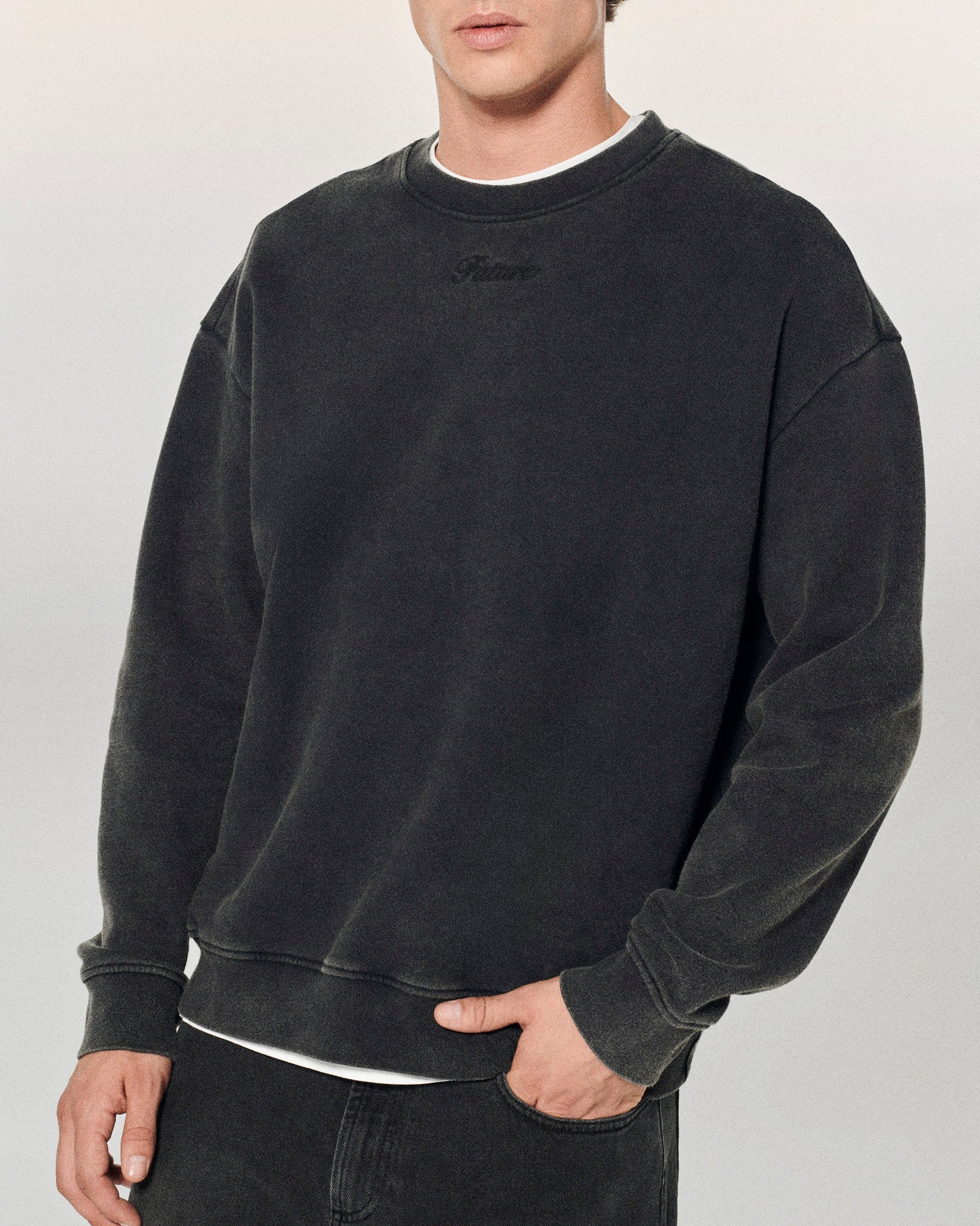 Sweatshirt à col rond - Washed Black