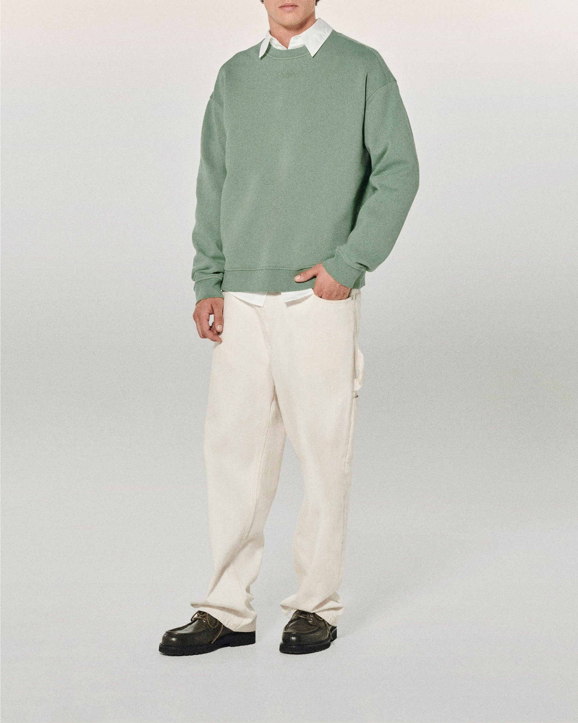 Sweatshirt à col rond - Dip Dye Vert