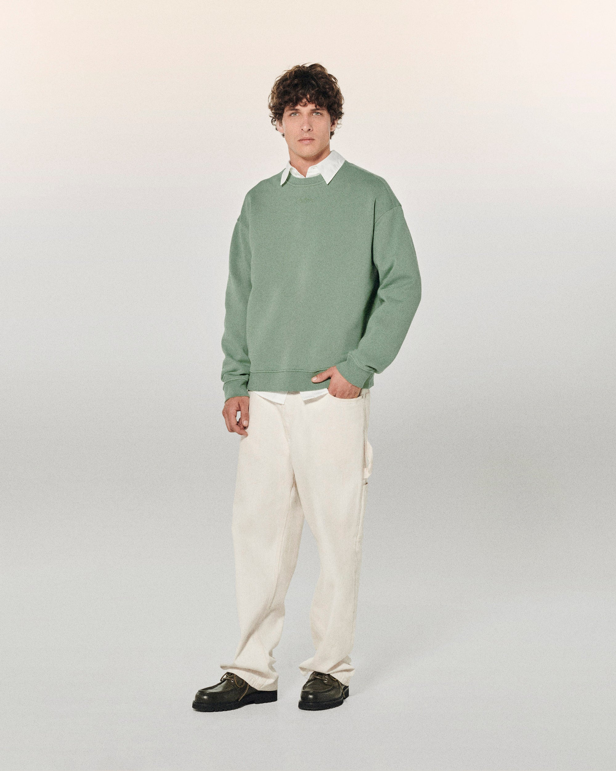 DIP DYE VERT / NEW / QTY : 33 / Sweatshirt Col Rond - Dip Dye Vert