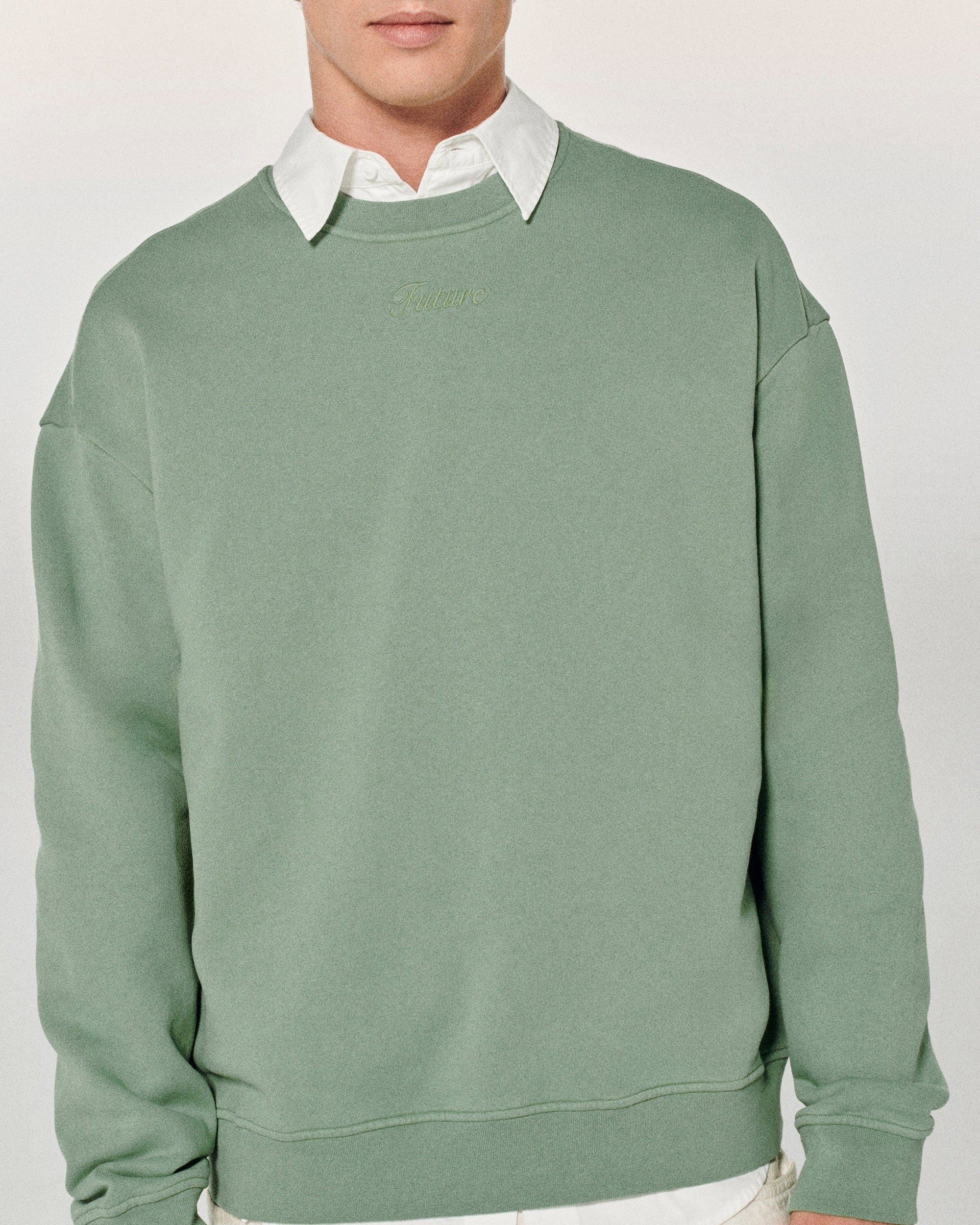 Sweatshirt à col rond - Dip Dye Vert