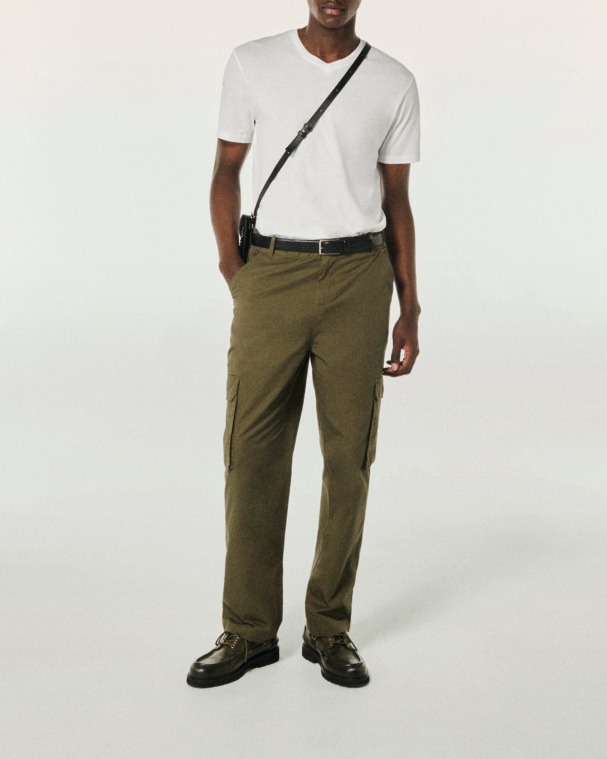T-shirt à col V - Blanc