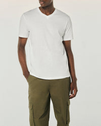 T-shirt à col V - Blanc
