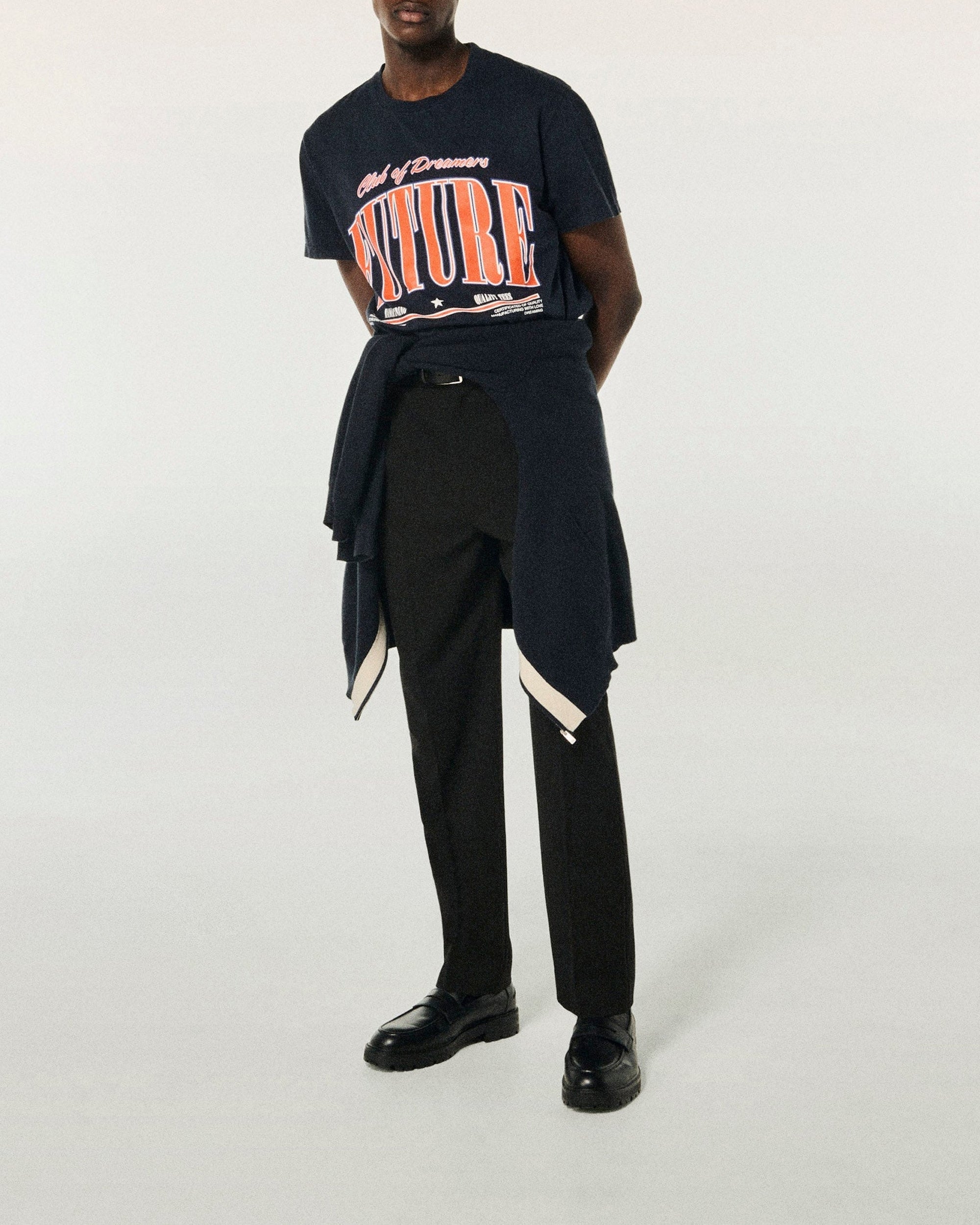 T-shirt col rond à manches courtes - Washed Navy