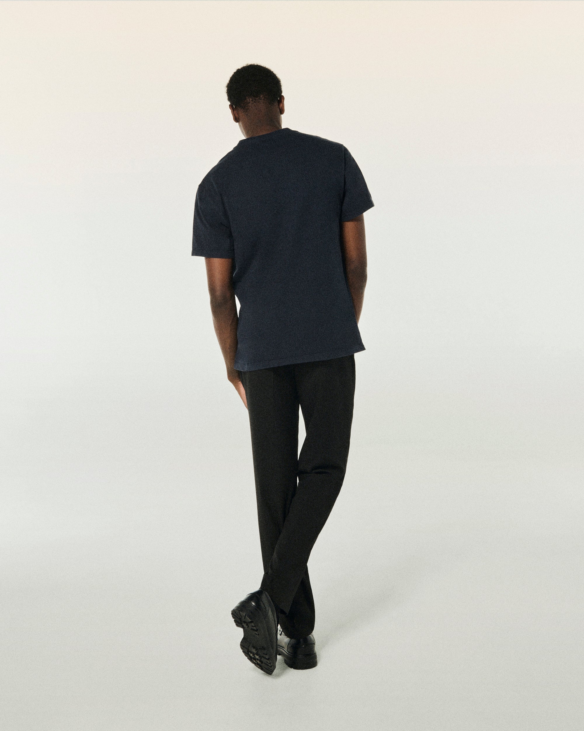 T-shirt col rond à manches courtes - Washed Navy