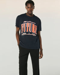 T-shirt Col Rond Manches Courtes   - Washed Navy