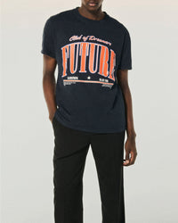 T-shirt col rond à manches courtes - Washed Navy