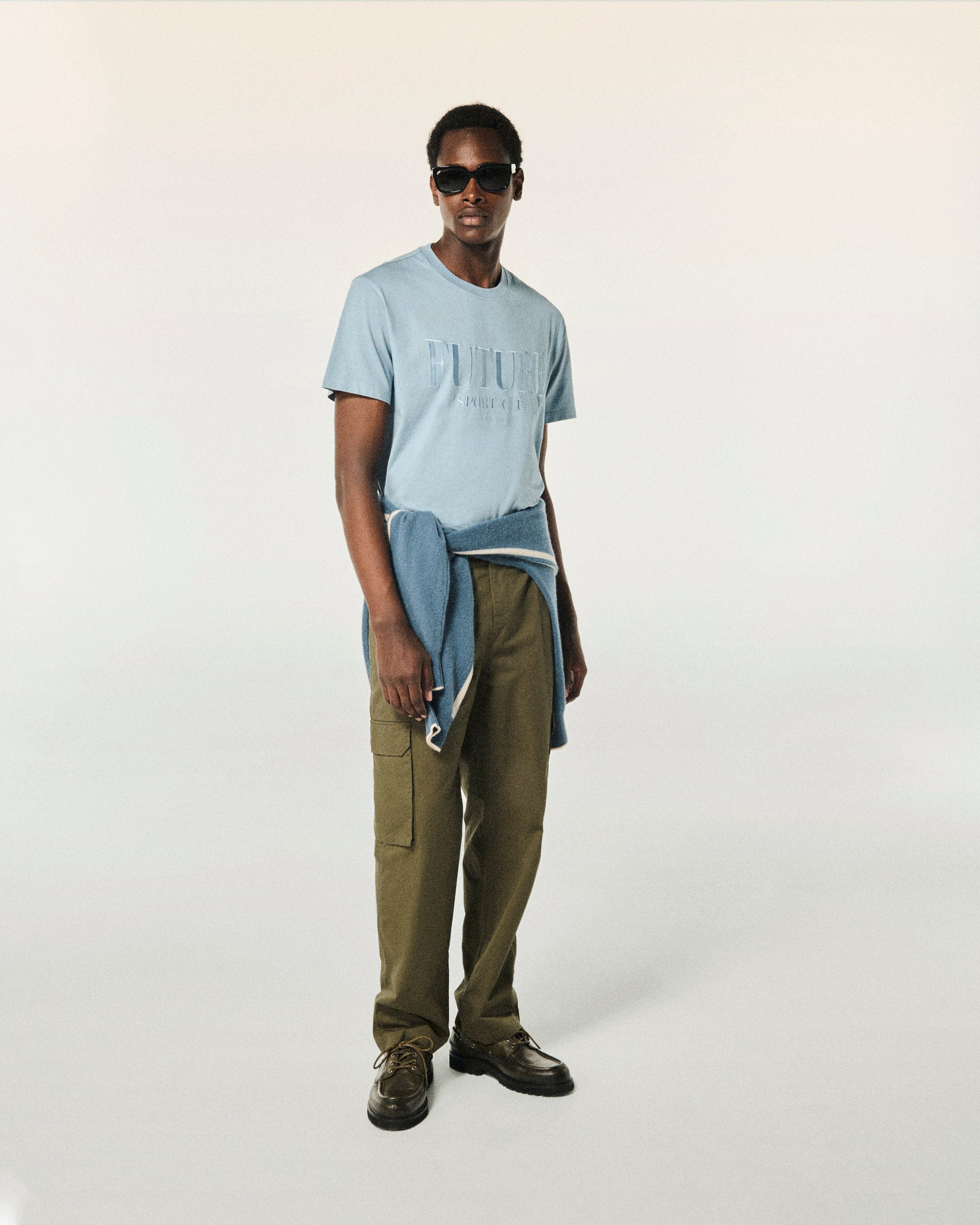 T-shirt Col Rond Future Ton Sur Ton  - Grey Blue