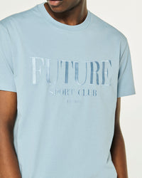 Short-sleeved round-neck T-shirt - Grey Blue
