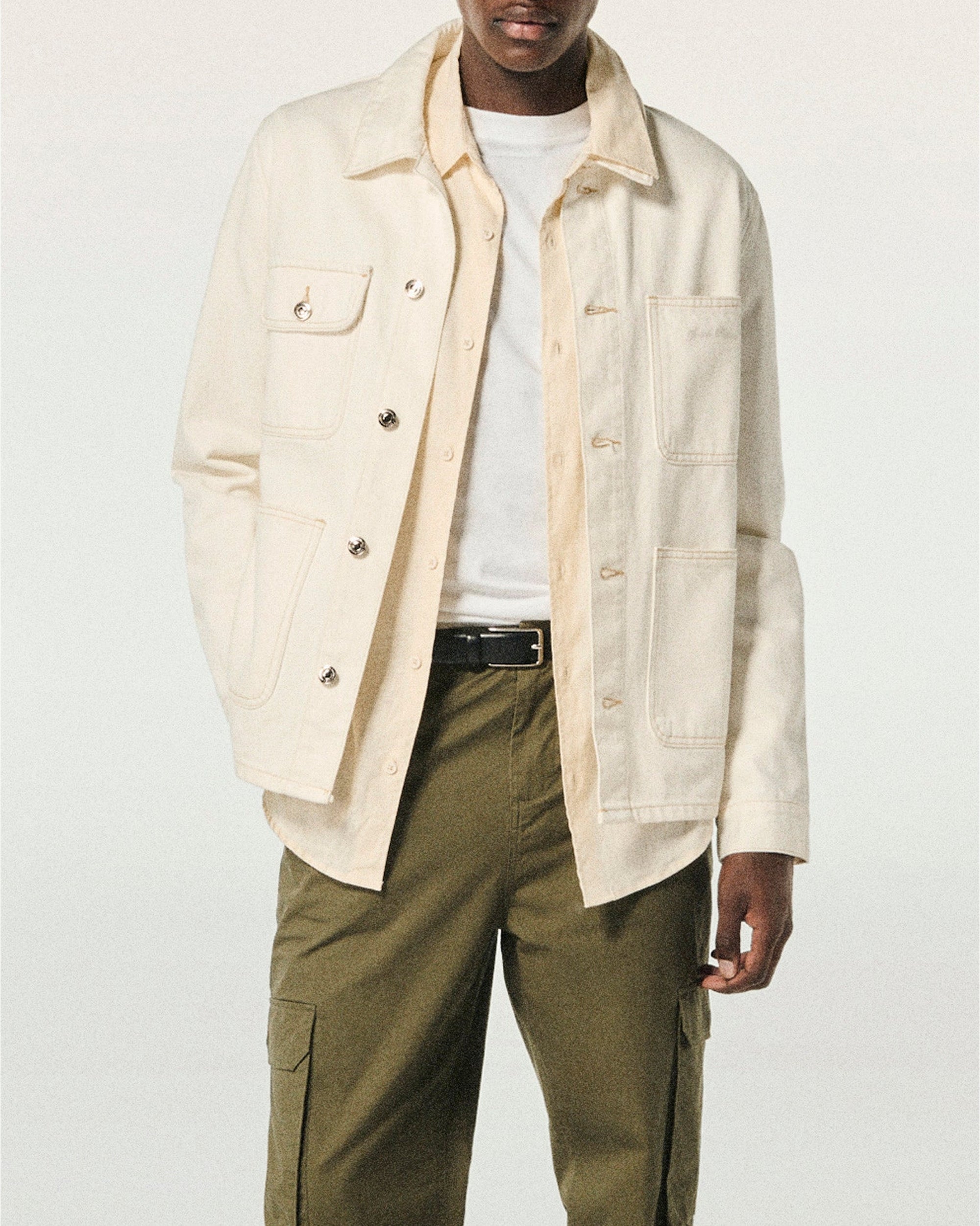 Veste regular en denim - Ecru