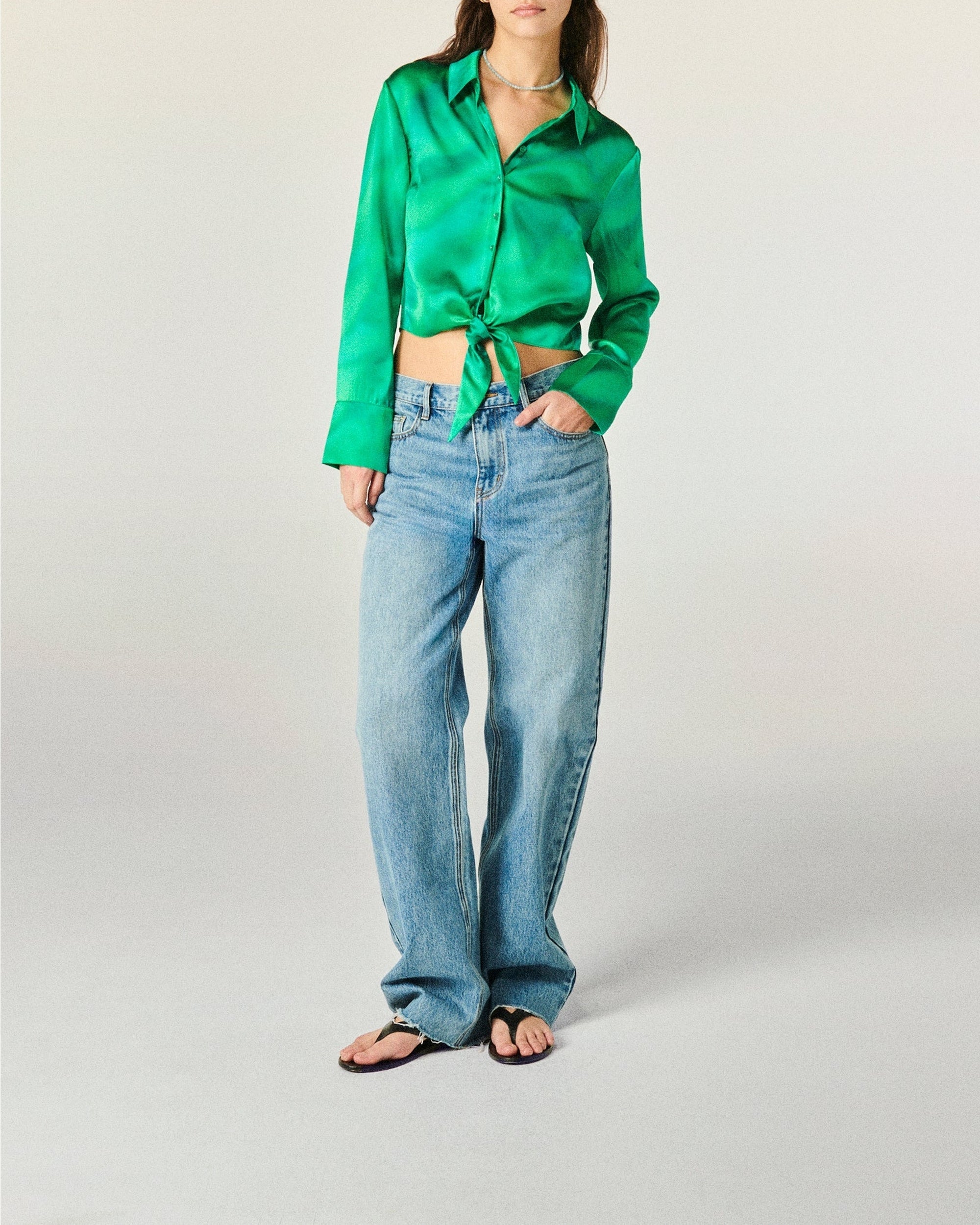 Chemise Emma en soie - Marvelous Green