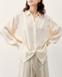 Long-sleeved silk shirt - Champagne Jacquard