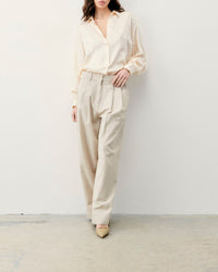 Long-sleeved silk shirt - Champagne Jacquard