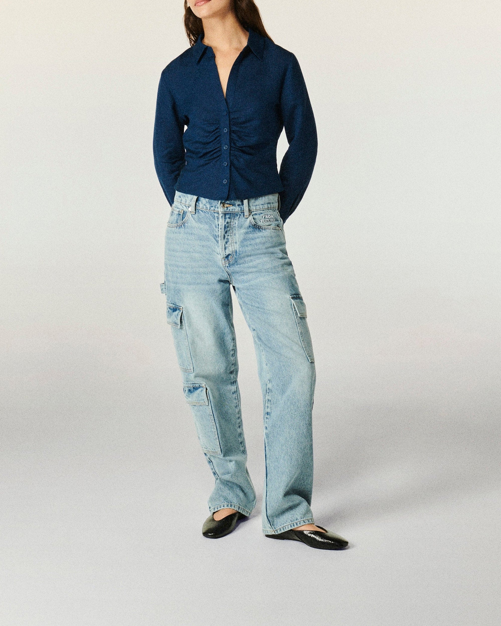 Chemise à manches longues en lin - Navy