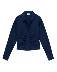 Chemise à manches longues en lin - Navy