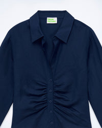 Chemise à manches longues en lin - Navy