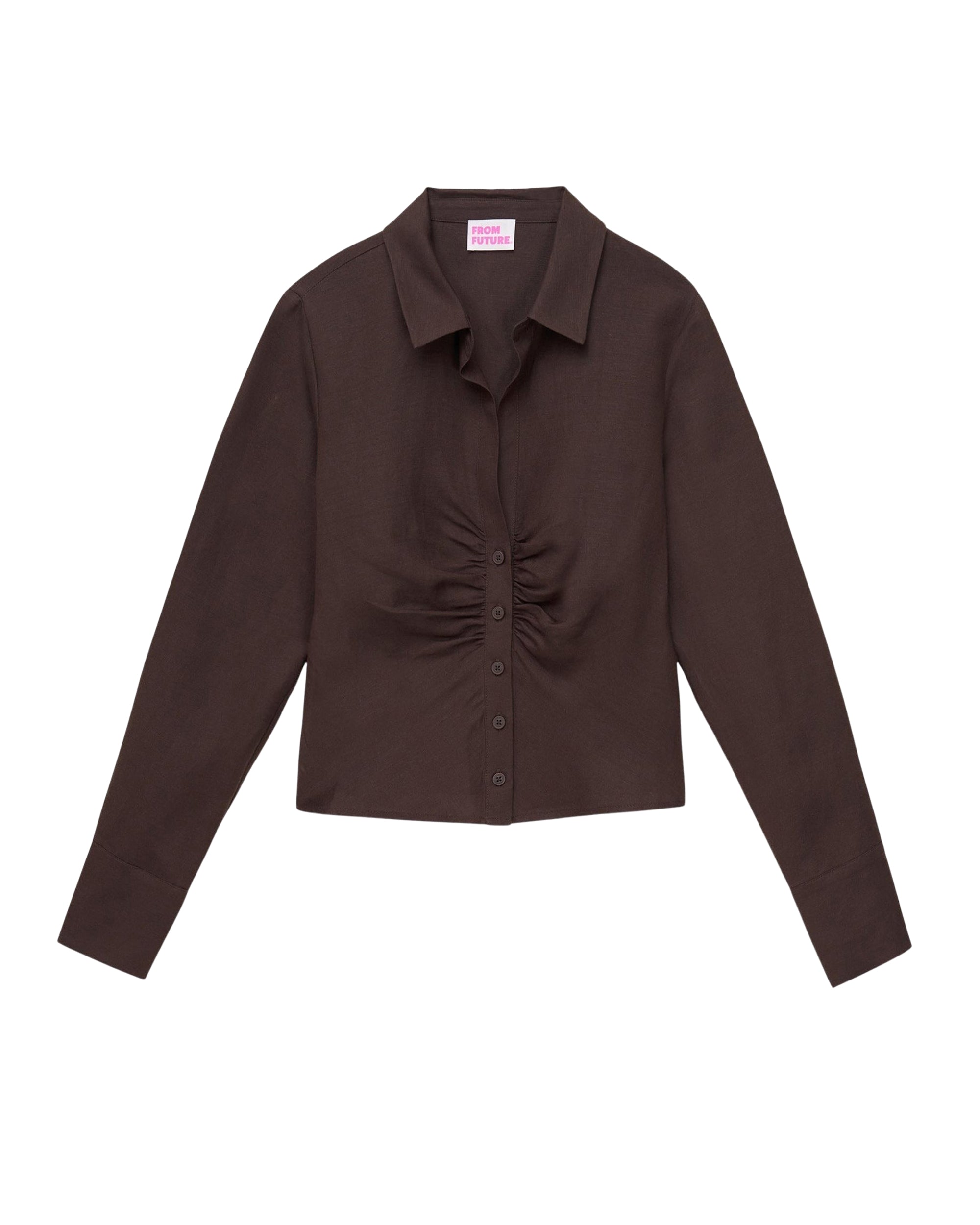 Chemise à manches longues en lin - Chocolat