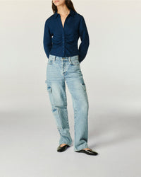 Pantalon large en denim - Bleu Clair