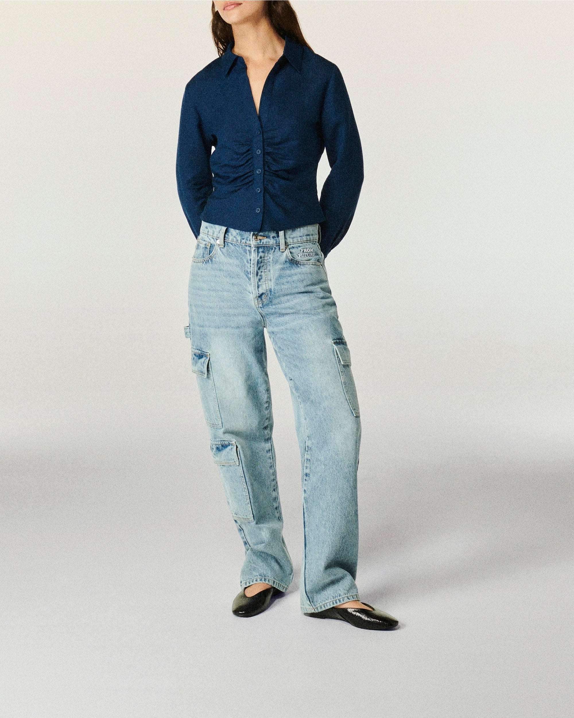 Pantalon large en denim - Bleu Clair