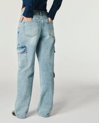 Pantalon large en denim - Bleu Clair