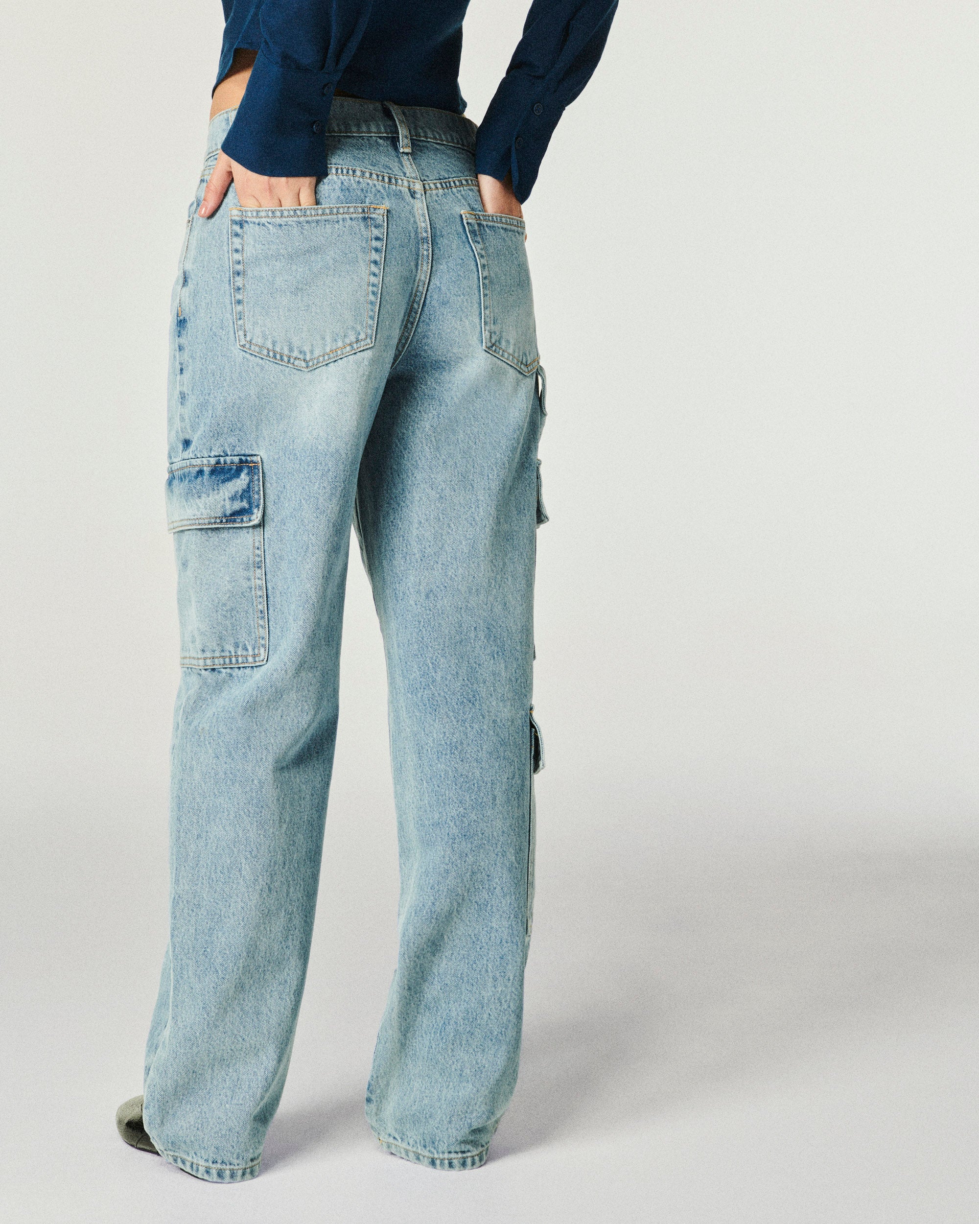 Pantalon large en denim - Bleu Clair