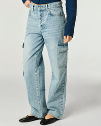 Pantalon large en denim - Bleu Clair