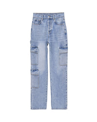Pantalon large en denim - Bleu Clair