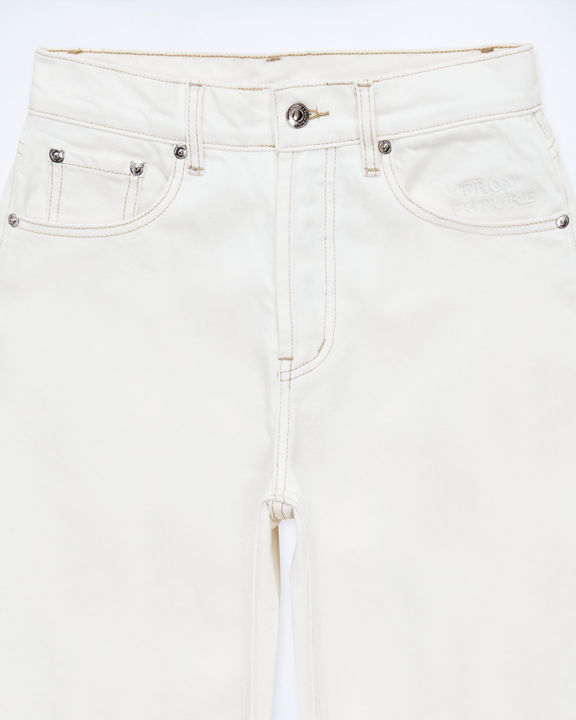 Pantalon large en denim - Ecru