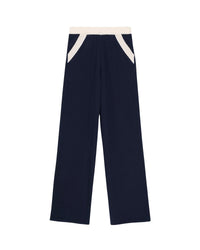 Pantalon de jogging large bicolore en cachemire - Navy