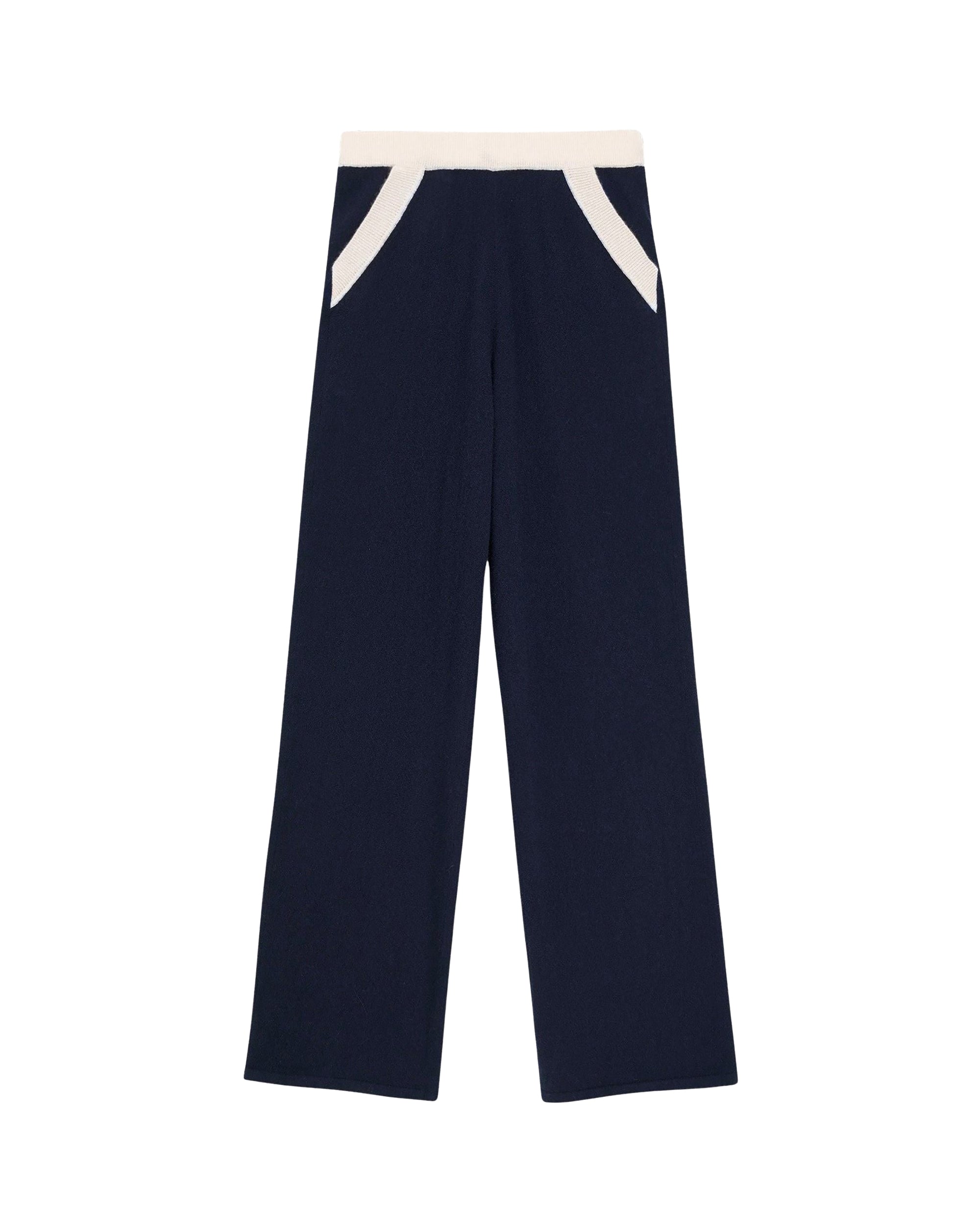 Pantalon de jogging large bicolore en cachemire - Navy