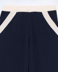 Pantalon de jogging large bicolore en cachemire - Navy