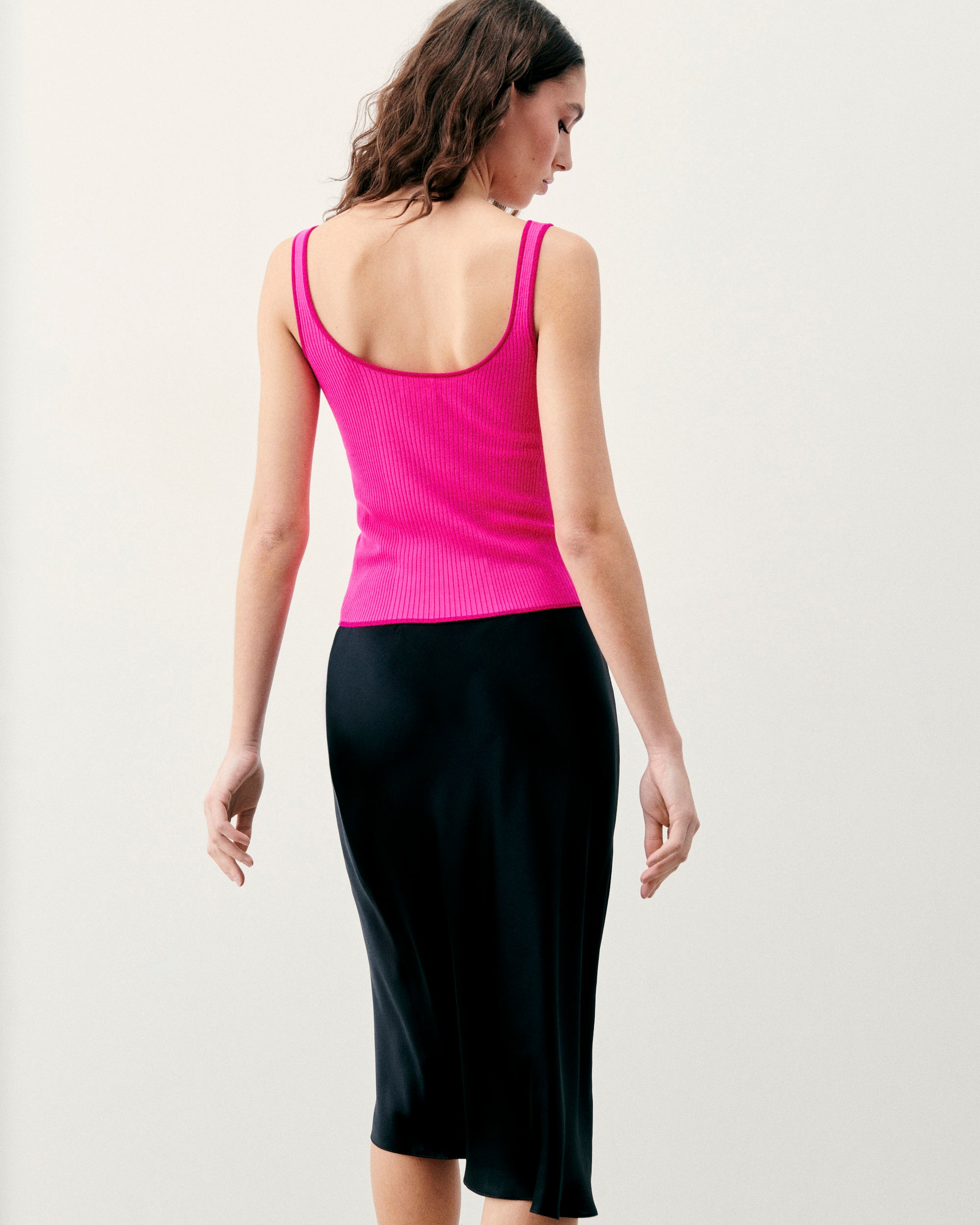 Jupe midi Gina en soie - Noir