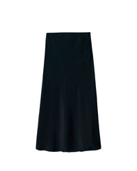Jupe midi Gina en soie - Noir