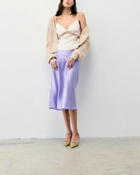 Jupe midi Gina en soie - Lilas