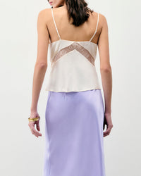 Jupe midi Gina en soie - Lilas