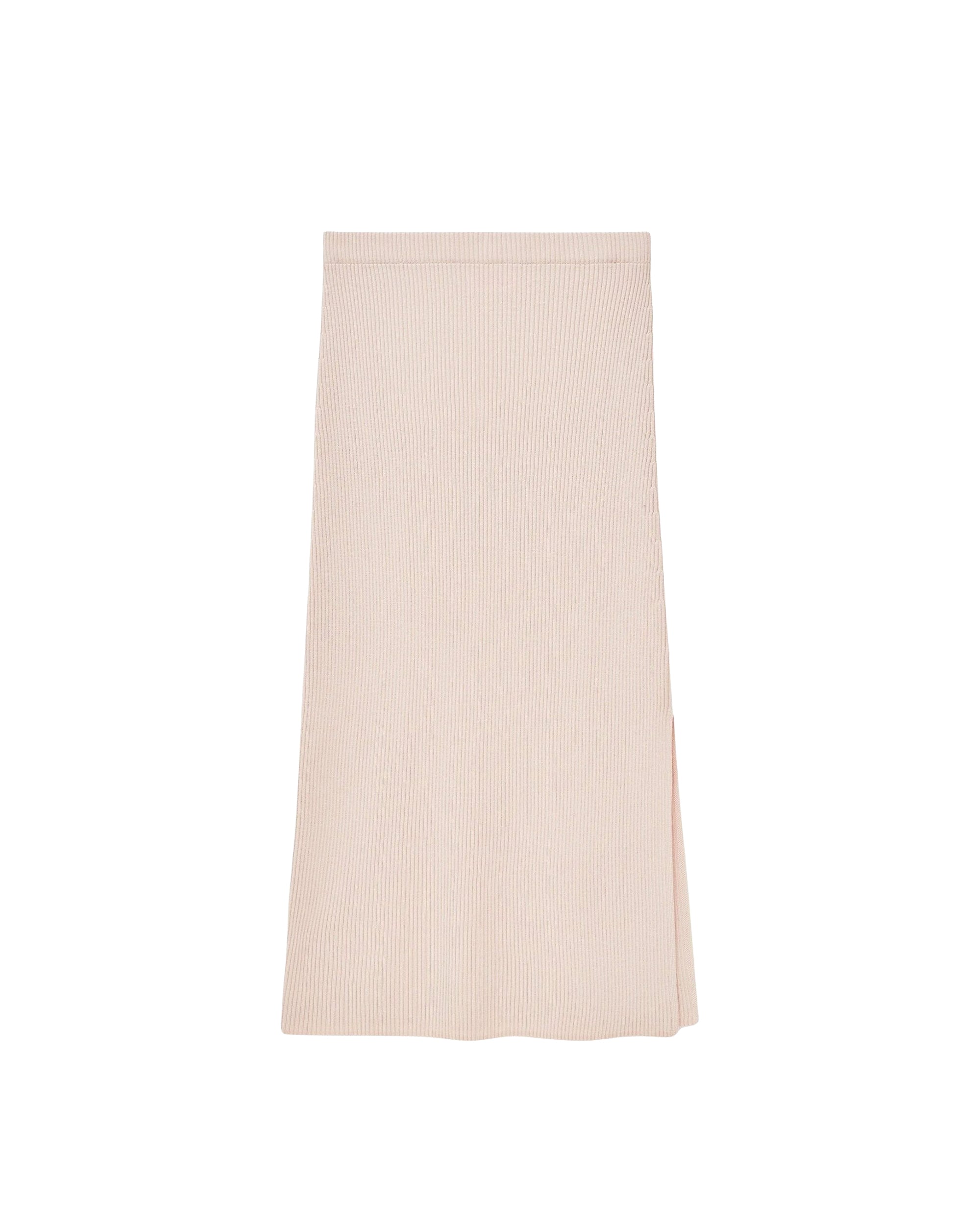 Jupe midi à côtes fendues en laine - Light Beige