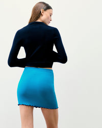 Jupe courte en laine mérinos - Tropical Blue