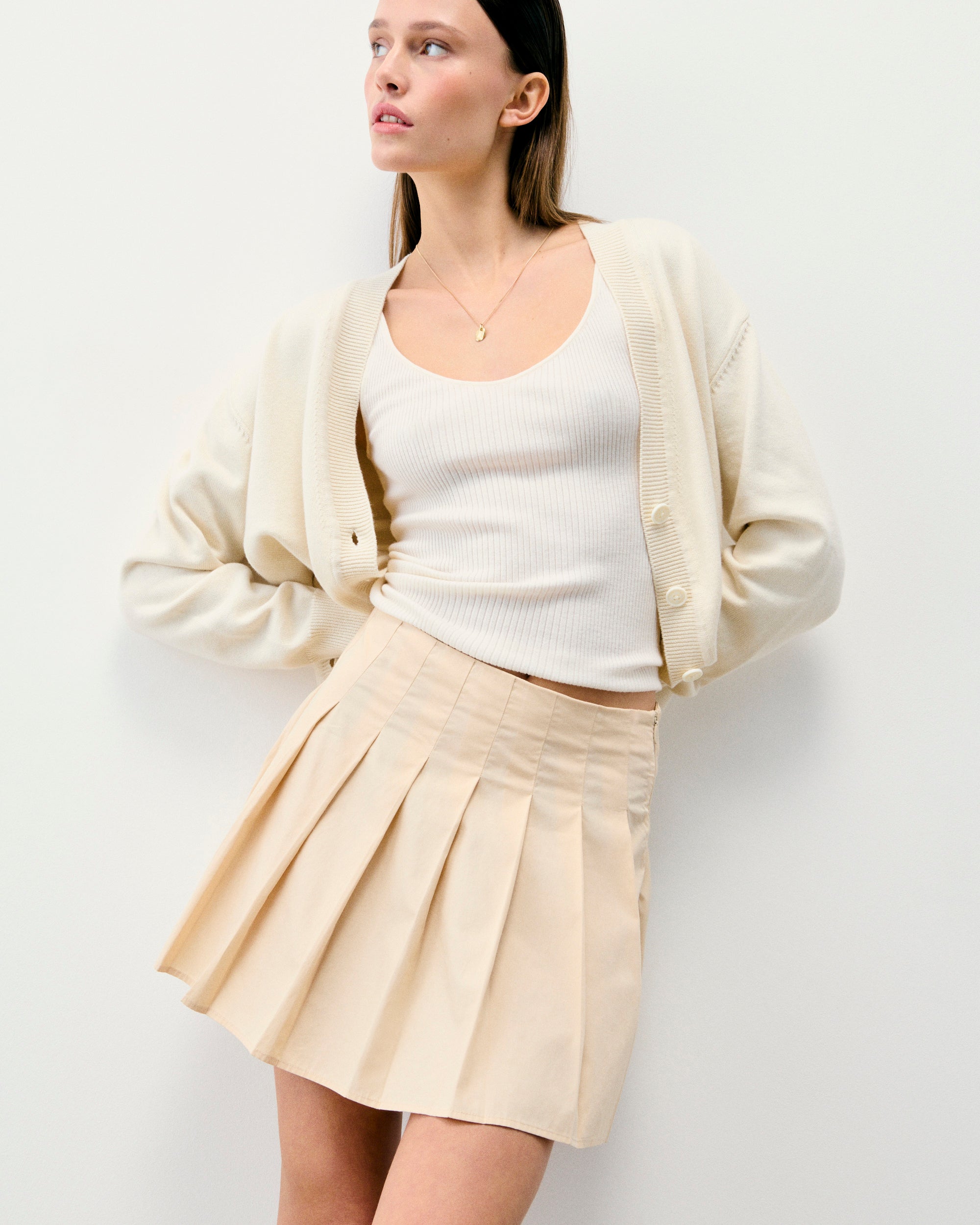 BEIGE / NEW / QTY : 47 / Jupe Mini Popeline - Beige
