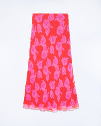 SUMMER ROSES RED / NEW / QTY : 47 / Jupe Mi Longue Mousseline - Summer Roses Red