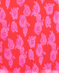 SUMMER ROSES RED / NEW / QTY : 47 / Jupe Mi Longue Mousseline - Summer Roses Red
