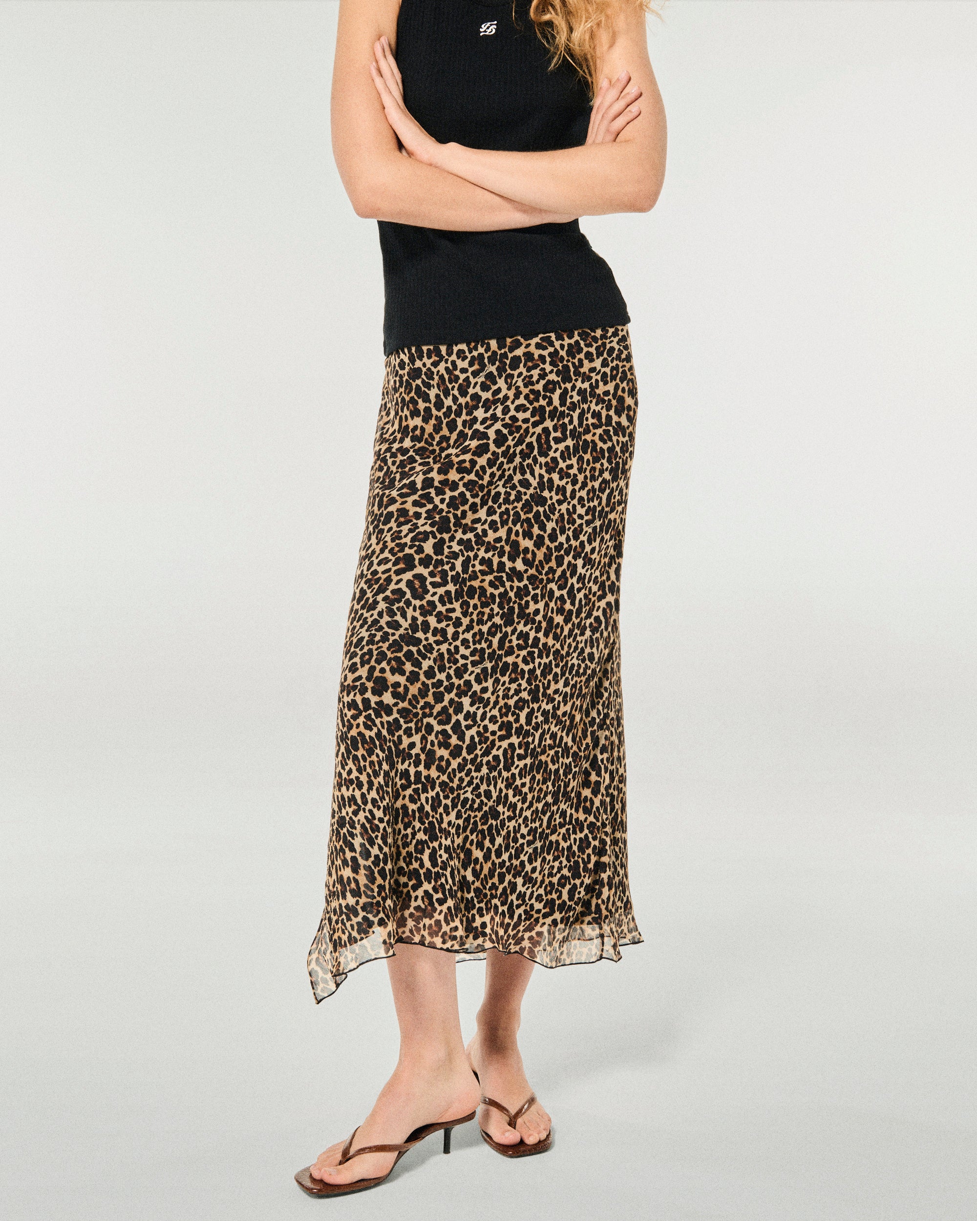 WINTER LEOPARD / NEW / QTY : 10 / Jupe Mi Longue Mousseline - Winter Leopard