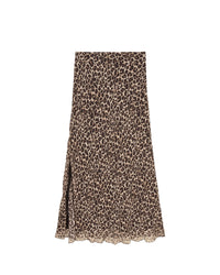 Chiffon midi skirt - Winter Leopard