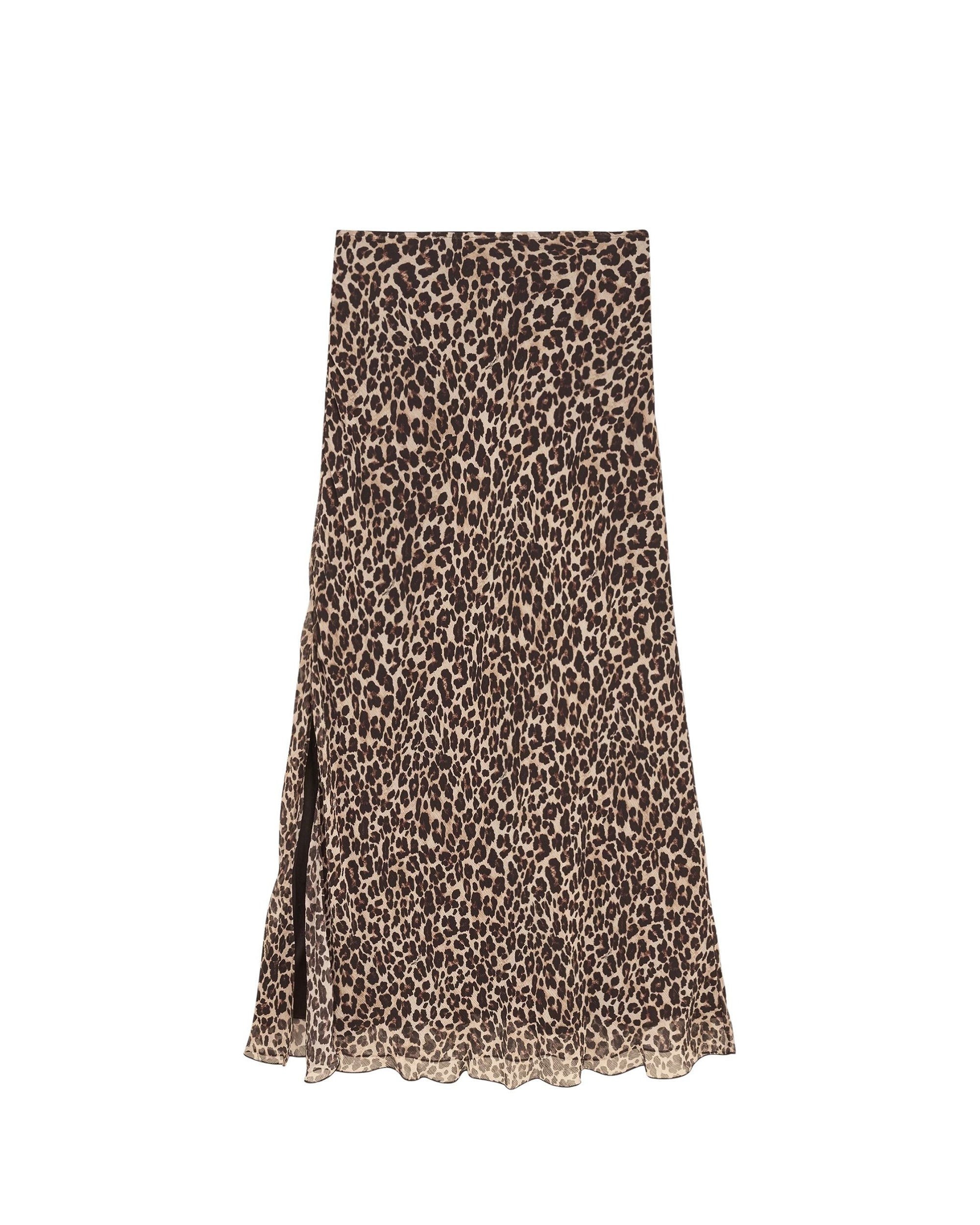 Chiffon midi skirt - Winter Leopard