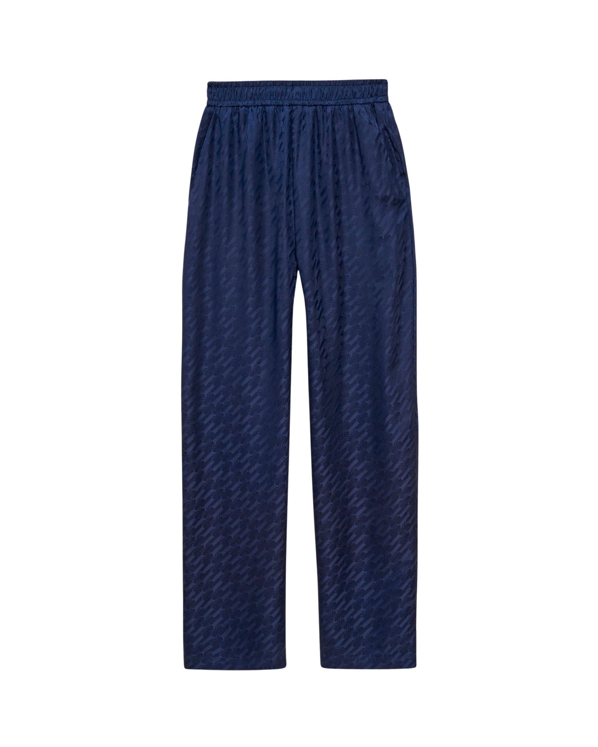 Pantalon large Regine en soie - Graphic Jacquard Navy