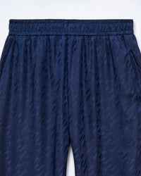 Pantalon large Regine en soie - Graphic Jacquard Navy