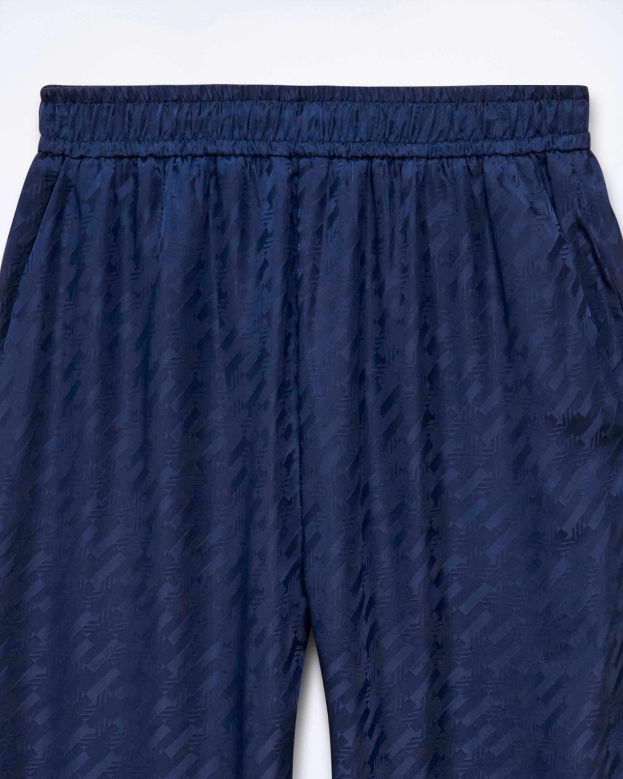 Pantalon large Regine en soie - Graphic Jacquard Navy