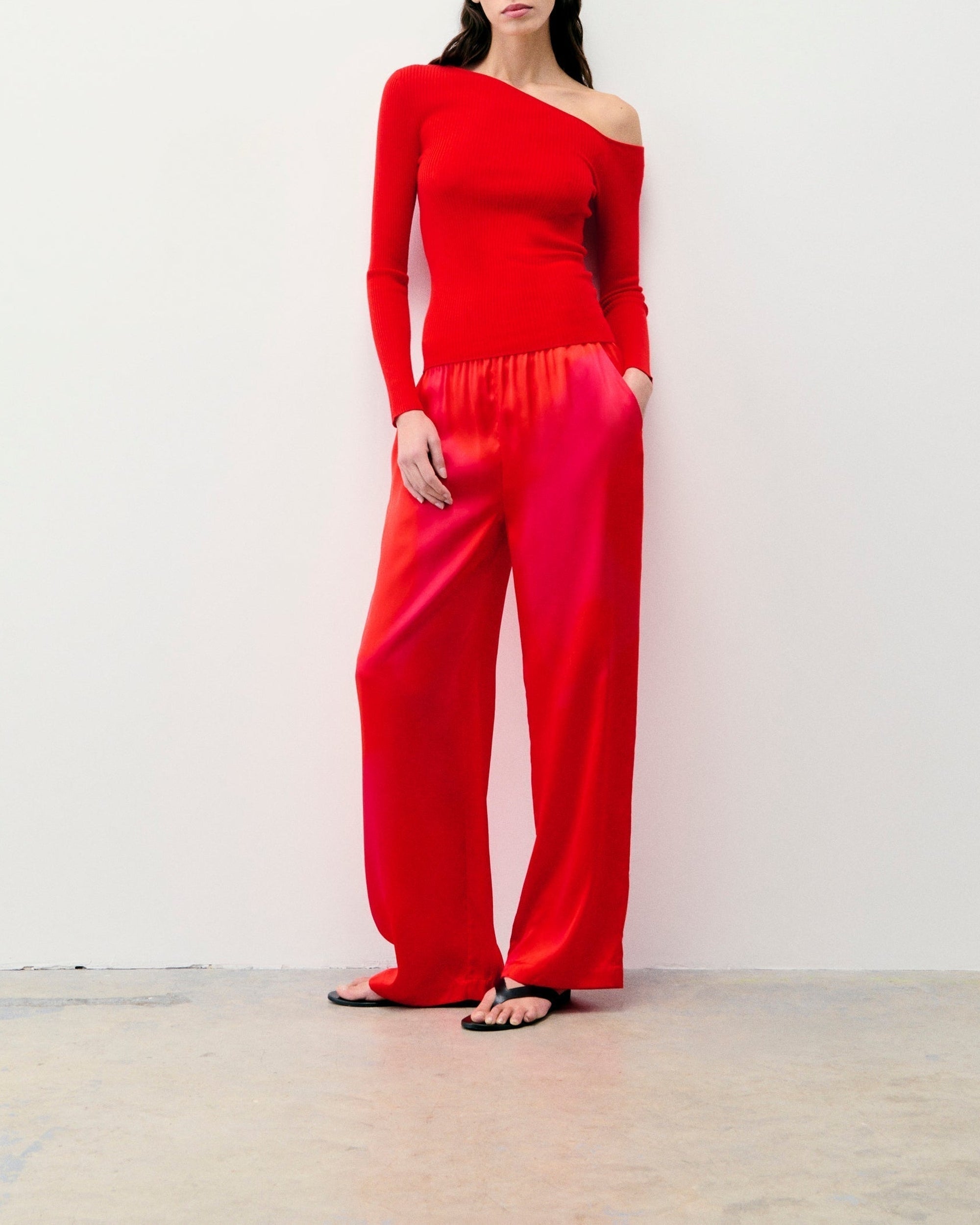 Pantalon large en soie - Coquillage