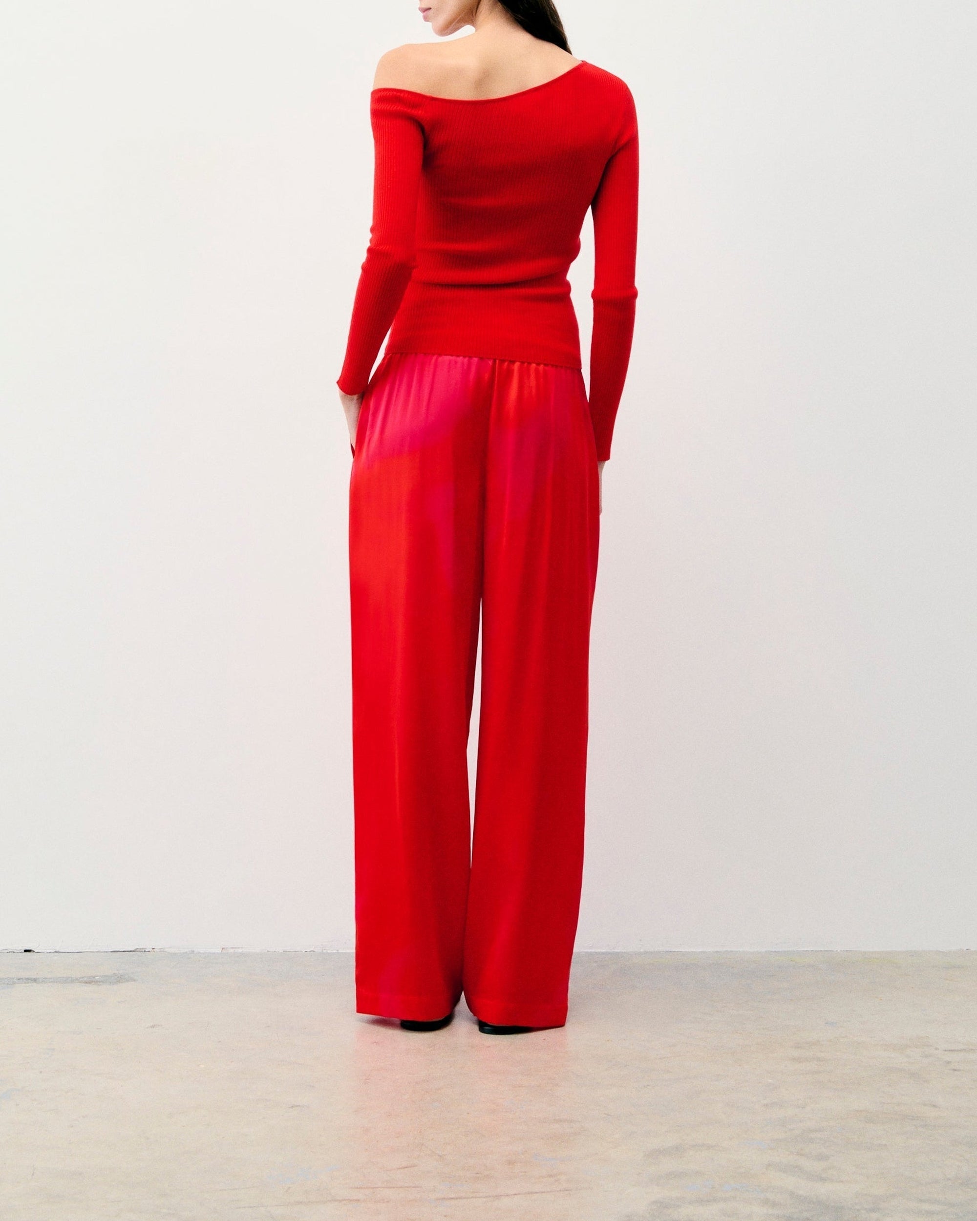 Pantalon large en soie - Coquillage