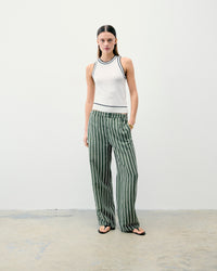 KAKI STRIPES / NEW / QTY : 9 / Pantalon Large - Kaki Stripes