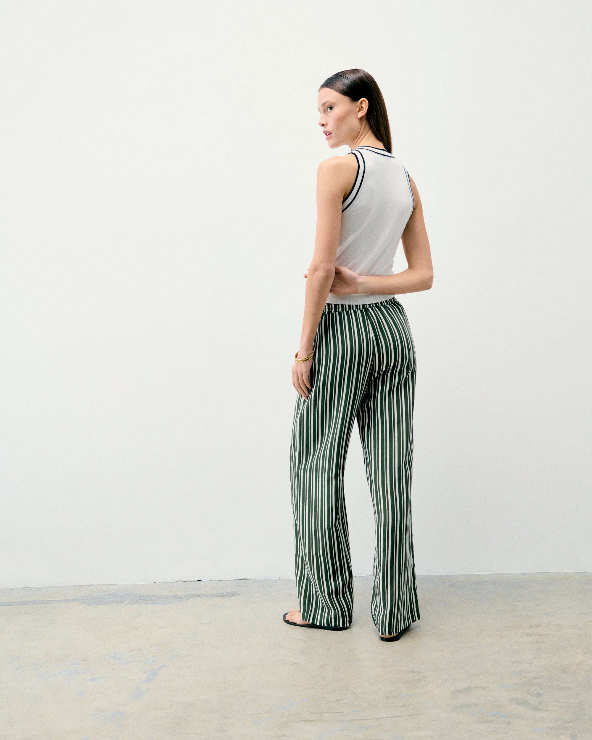 KAKI STRIPES / NEW / QTY : 9 / Pantalon Large - Kaki Stripes